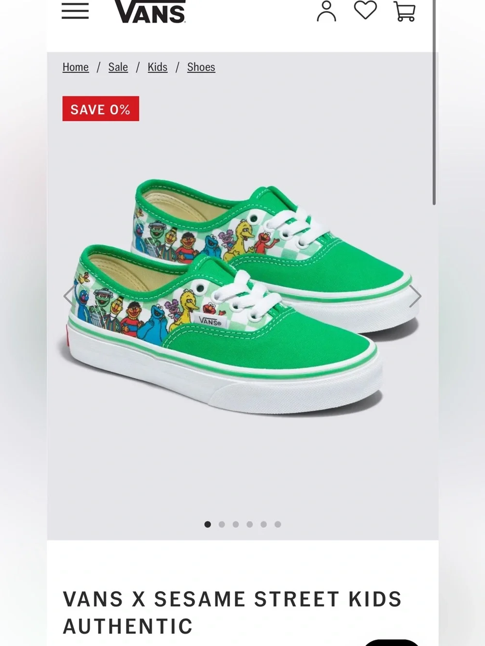 VANS X Sesame Street Authentic Toddler Sneakers